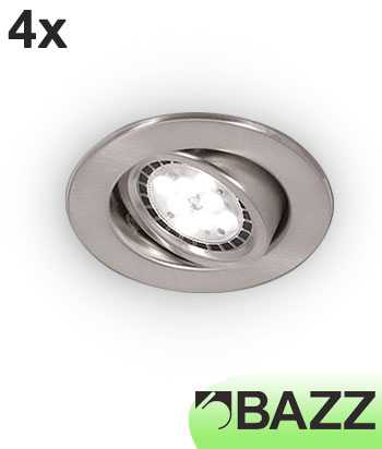 Ens. 4x encastré LED Bazz série FLEX3 profil bas 7W chrome brossé 313LP7B4