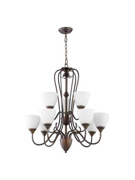 quorum lighting powell series 6008-9-86 oiled bronze chandelier