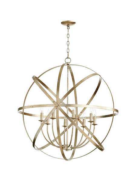 quorum lighting celeste series 6009-8-60 aged silver leaf chandelier