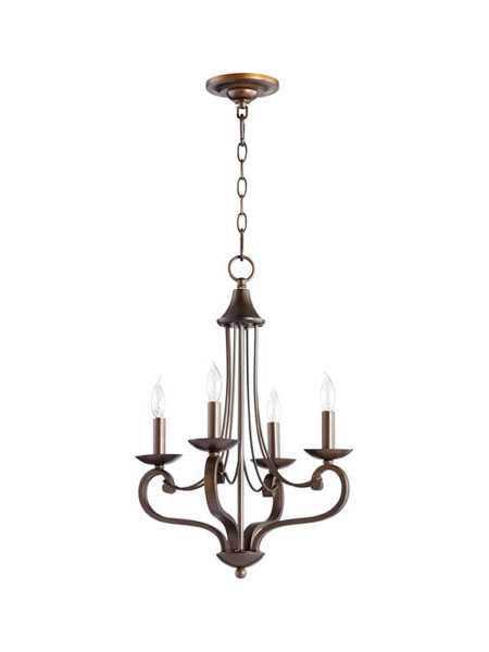 quorum lighting lariat series 6031-4-86 oiled bronze chandelier
