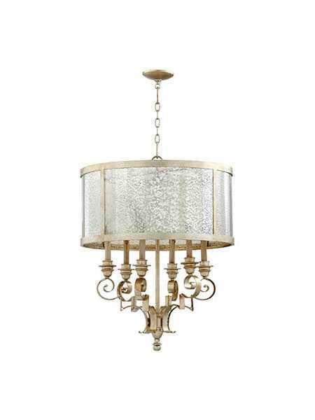 quorum lighting champlain series 6081-6-60 aged silver leaf chandelier