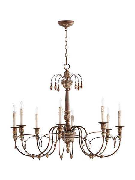 quorum lighting salento series 6106-8-39 vintage copper chandelier